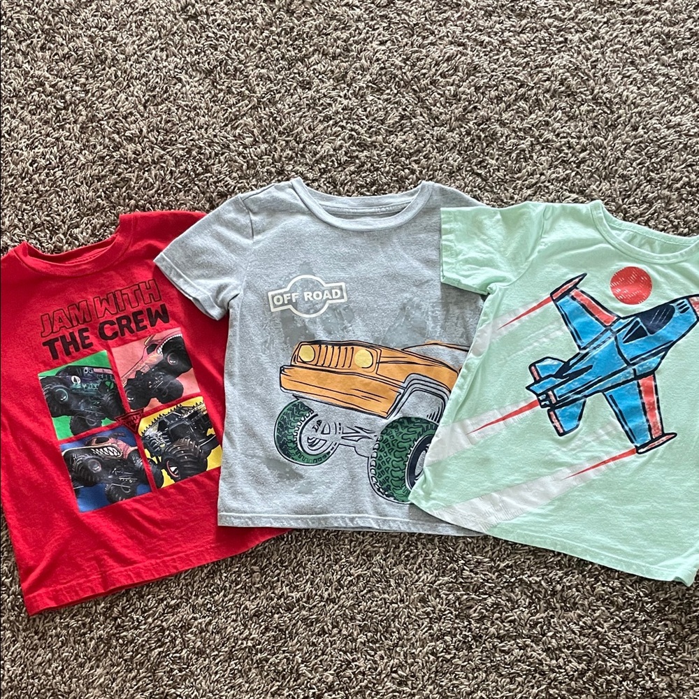 Vibrant Kids' T-Shirt Trio - Red, Gray, Green